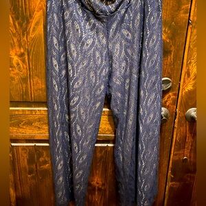 Navy Lace Sheer Pants with Nude Lining